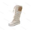 Fashion 2025 New High Top Woman Canvas Shoes Women's Spring Autumn Boots Wide Barrel Mid Barrel Boots Trouser Barrel Stacking Boots