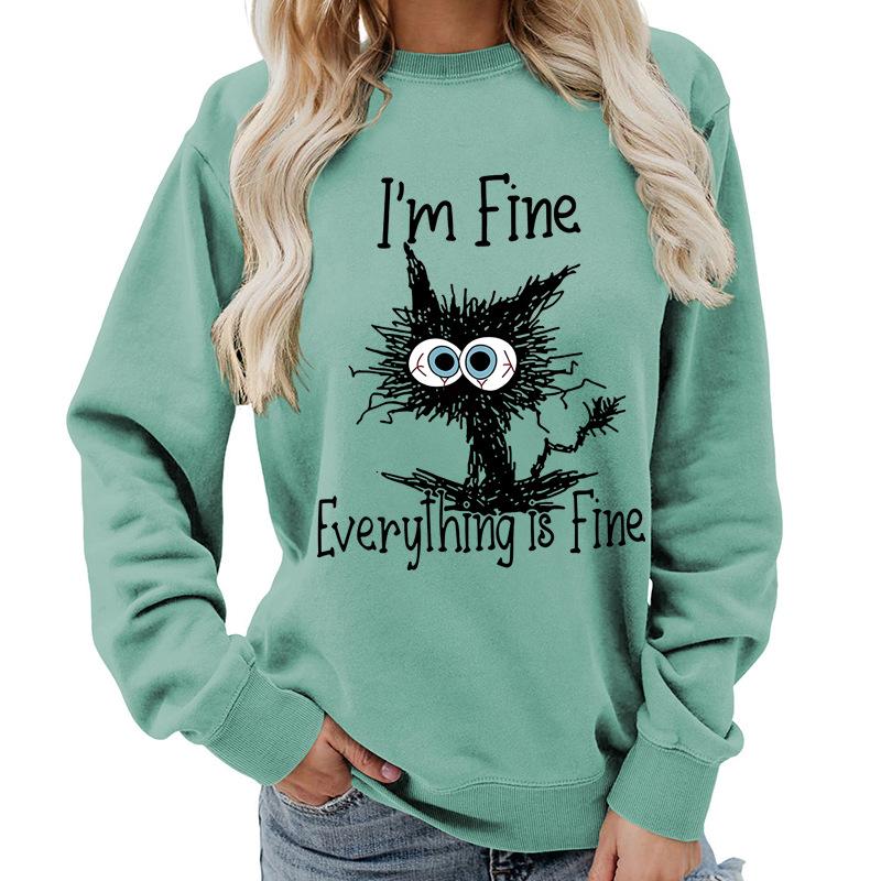 Weekends Printed Round Neck Women's Top Sweatshirt for Autumn Winter Casual Loose Fit Pullovers & Long Sleeves Women’s