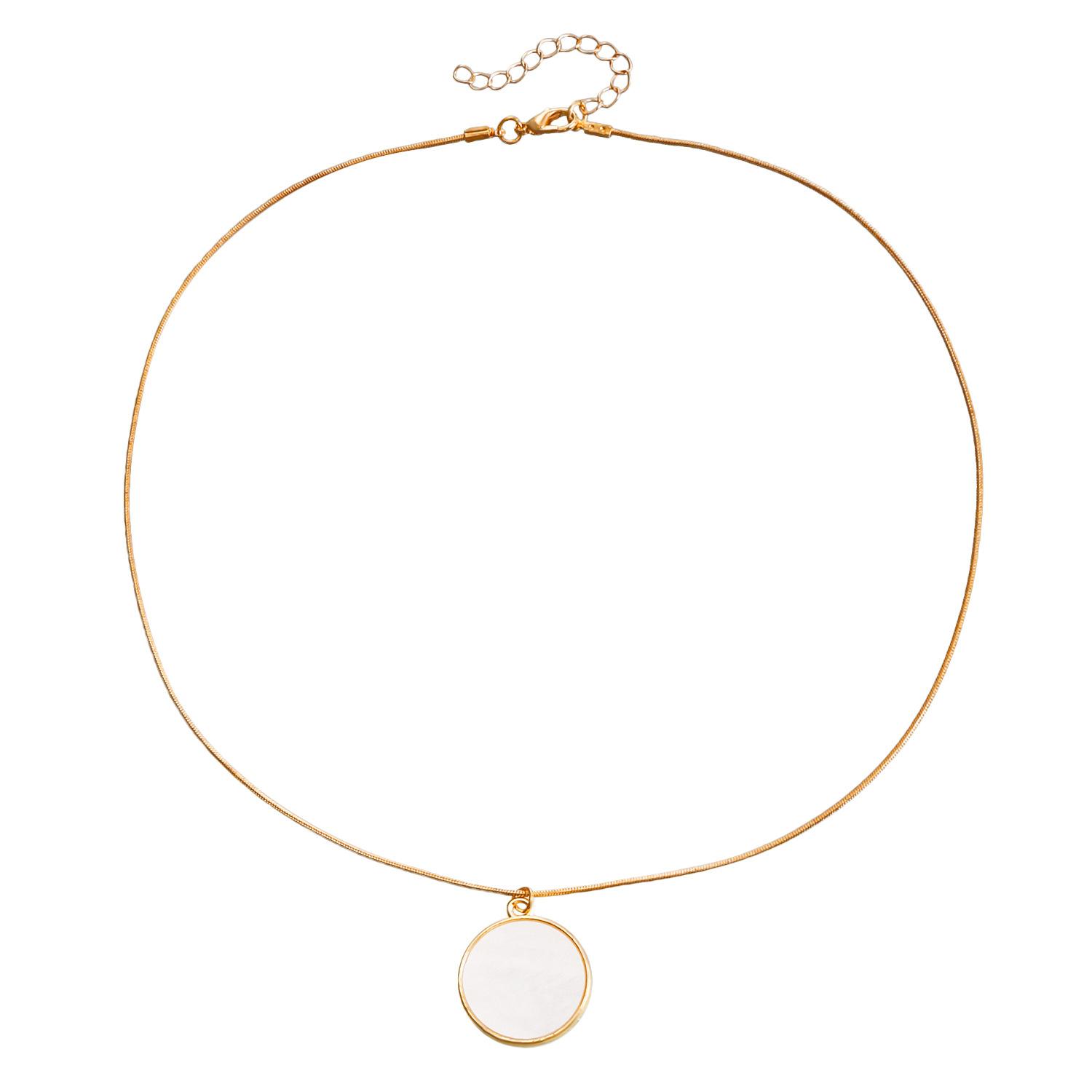

Retro round snake chain white imitation fritillary necklace, new sweater sweater chain for autumn and winter