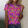 New Glitter Sparkling T-shirt Rainbow Color Printing Fashion T-shirt Short-sleeved Casual Beach Printing Top