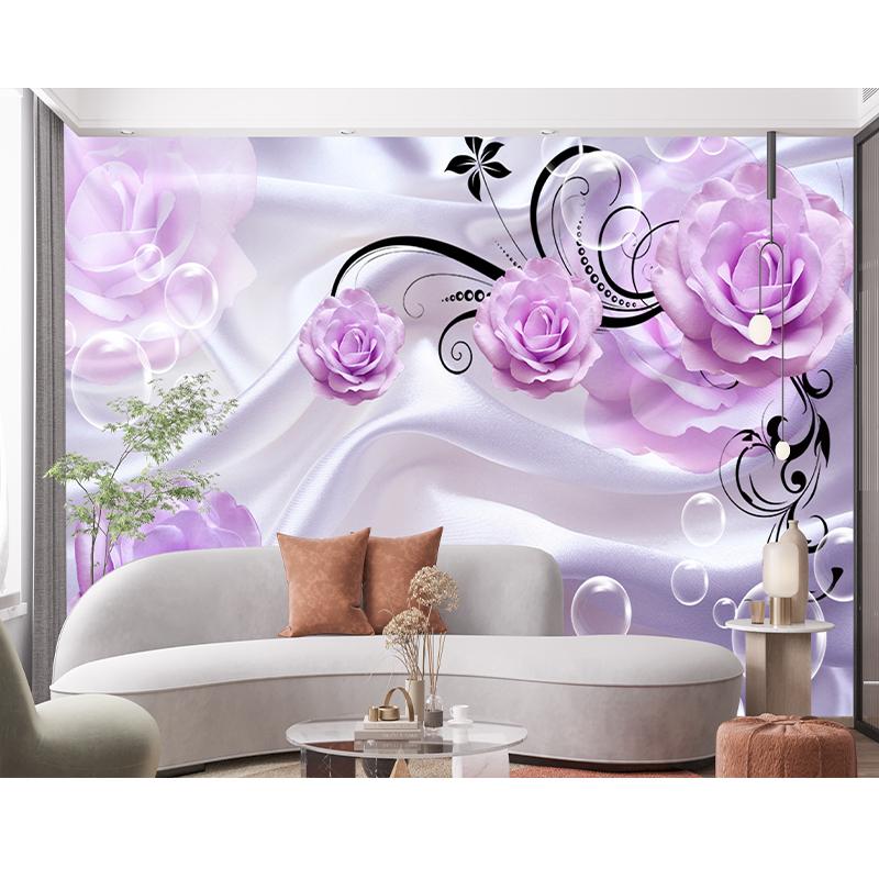 3d Floral Purple Rose Wall Murals Modern Simple Romantic Wallpaper Living Room Bedroom Home Decor