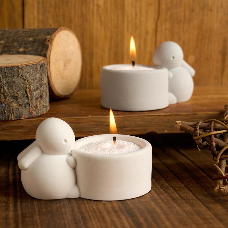1pcs  Silicone Candle Holder Mold - Cute Rabbit-Shaped Dual-Compartment Design for Candles, Cement Casting - for Home Desk Decor