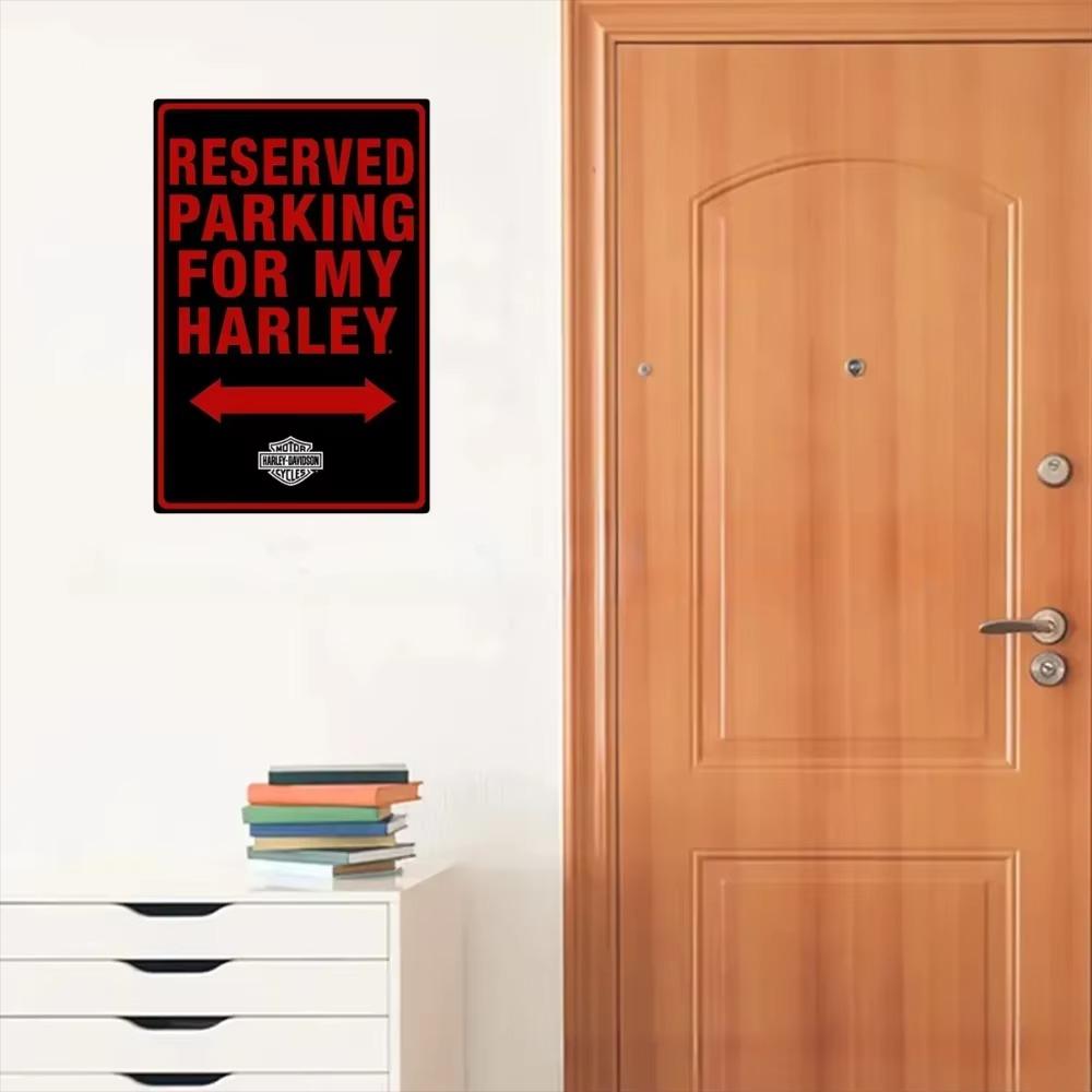 H-D Embossed Parking for My Harley Vintage Metal Sign Retro Motorcycle Parking Sign Wall Art Decor for Garage Wall Decoration