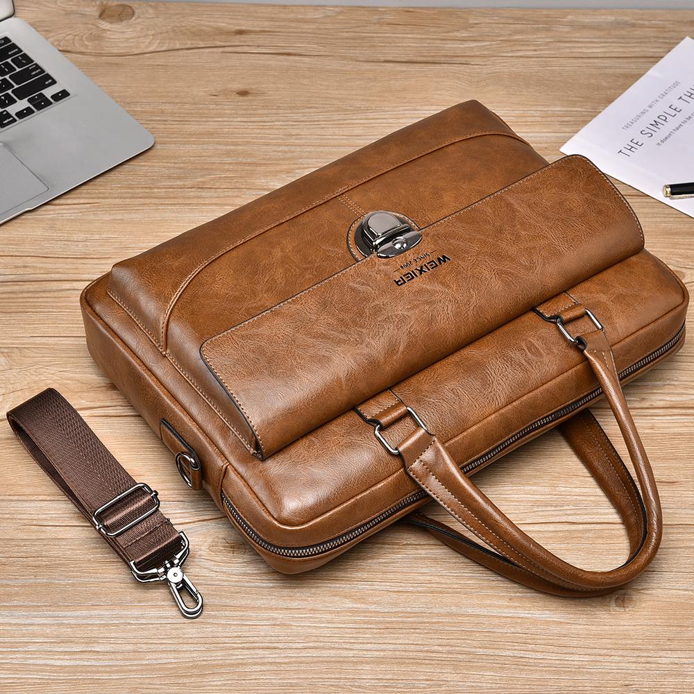 WEIXIER Geantă Aktovcă din Piele pentru Bărbați 15,6 Inch Geantă pentru Laptop Geantă Mare Tip Poștaș Mesager Crossbody Geantă de Umăr pentru Birou Afaceri Călătorii