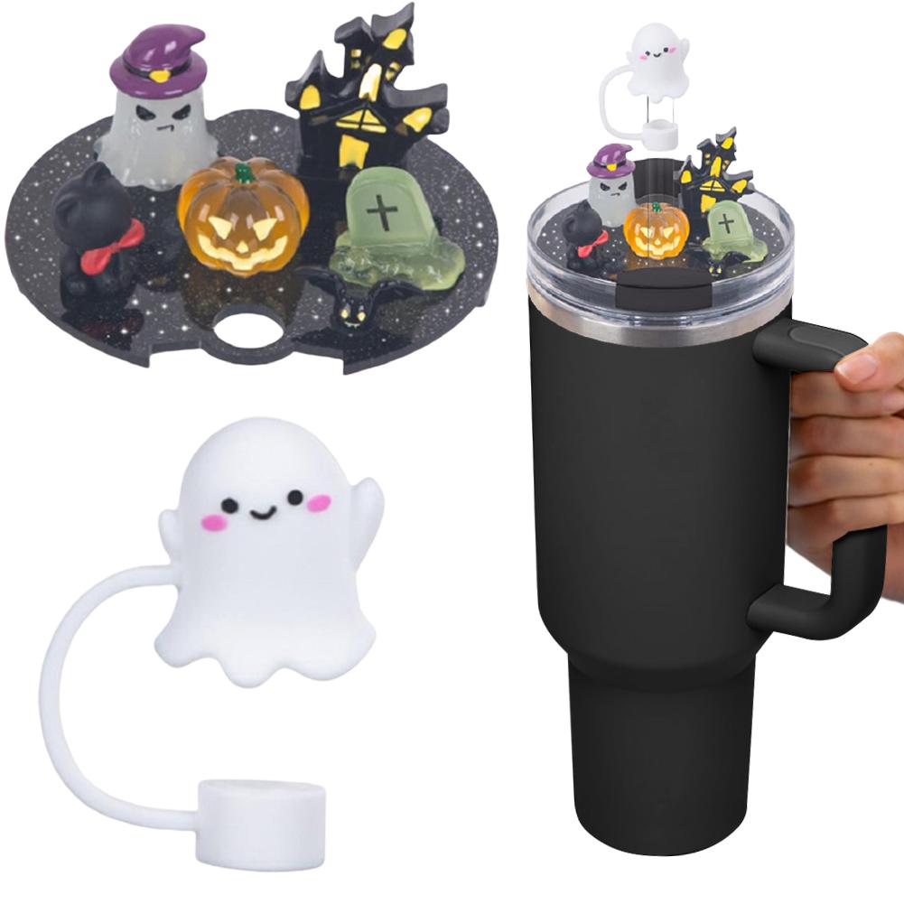 

Halloween Acrylic Lid Charms with Cute Ghost Straw Cover Replacement Cup Top Decor for Stanley 40oz Tumbler with Handle China Mainland
