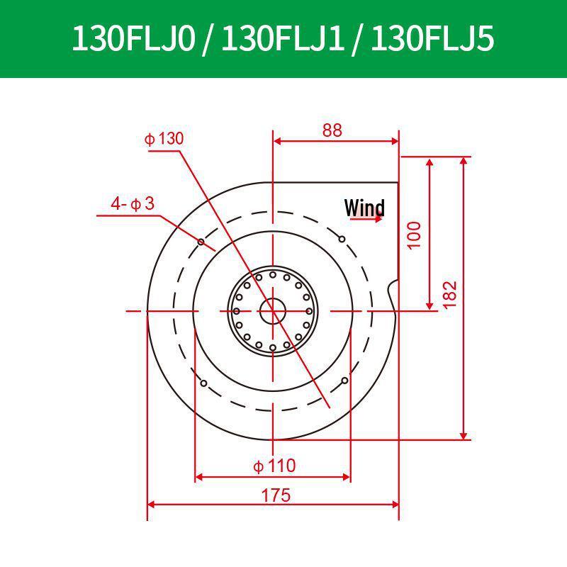 130/150FLJ Small Industrial Frequency Centrifugal Exhaust Fan 220V Ventilation Turbine Fan