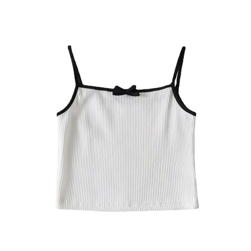 New French Girly Bow Halter Vest Women's Summer Slim-fit Knit Short Crop Top