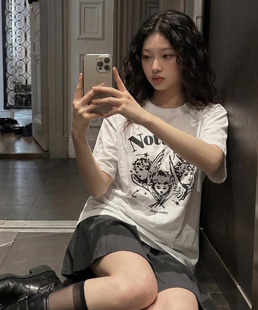 Nasyujeueol Angel Star Oversized Short Sleeve T-Shirt 4 Colors