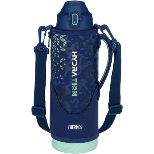 Thermos Vacuum Insulated Sports Bottle, 1.5L, Navy Mint, Keeps Drinks Cold, Kids' Size, Includes Pouch, and Comfortable Shoulder Strap, FJS-1500F NVMT