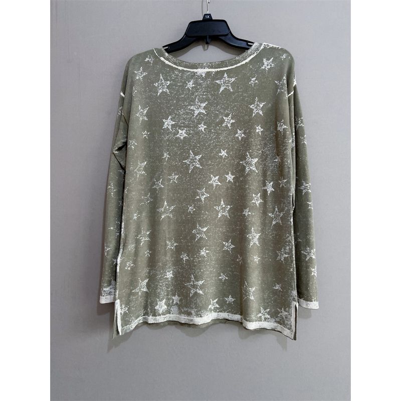 

European Single BPC Home Plus Size Women s Clothing Pure Cotton Sweater round Neck T-shirt Work Clothing Knitwear Cotton Knitwear Green Gray 40/42