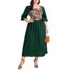 Ready Stock Plus Size Retro French Print Patchwork Dress - Long Sleeve Autumn/Winter Women's Skirt