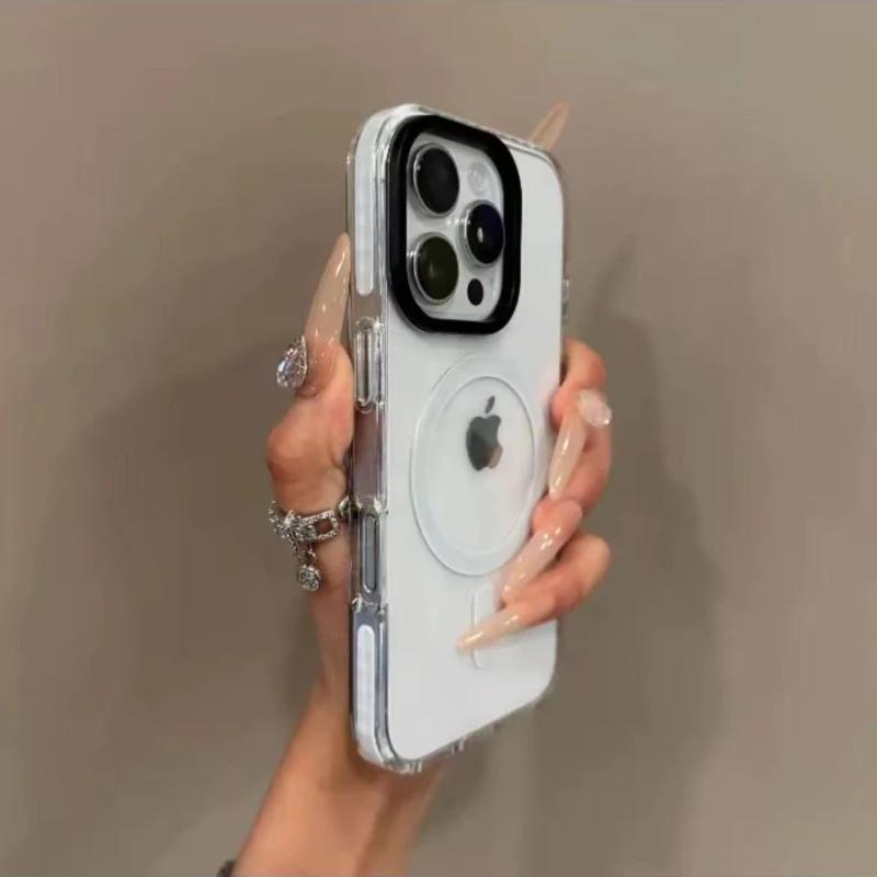 Barevný MagSafe kryt na telefon pro iPhone 17Air 16 15 13 14 12 11 17ProMax 16plus Bezdrátové nabíjení Měkký silikonový nárazníkový kryt