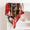 New floral small square scarf imitation silk scarf headscarf women's spring and summer scarf printed neck protection scarf professional scarf