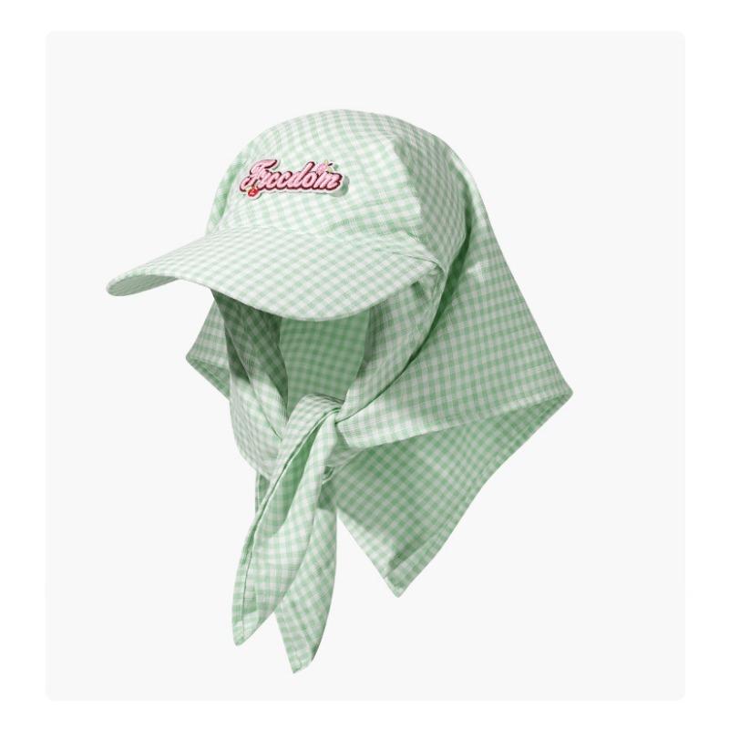

Plaid headscarf hat children niche sun hat outdoor embroidery bag head cap showing face small big head circumference baseball cap One size желто-зеленый