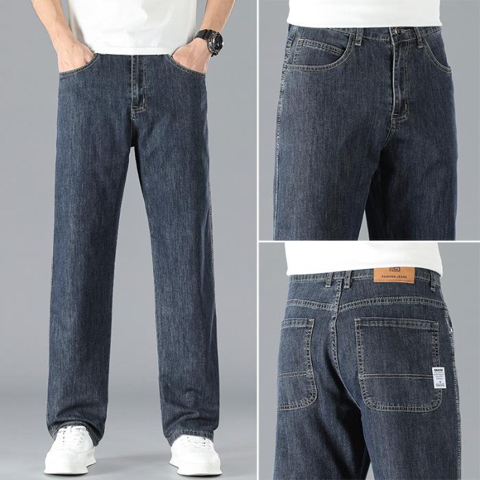 New Spring and Summer Elastic Casual Trend Versatile Straight Loose Jeans for Men