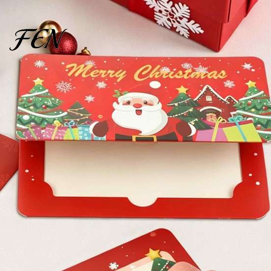 Surprise Money Gift Box Christmas Cash Envelopes, 6 Slots Foldable Holder, DIY Decorative Paper Pouch Holiday Card Booklet for Xmas Parties,