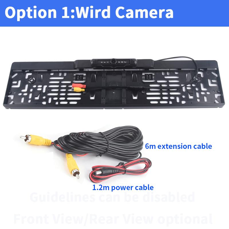 New Arrival!Dynamic Trajectory European License Plate Frame Rear View Camera System With Night Vision LED Lights wired camera