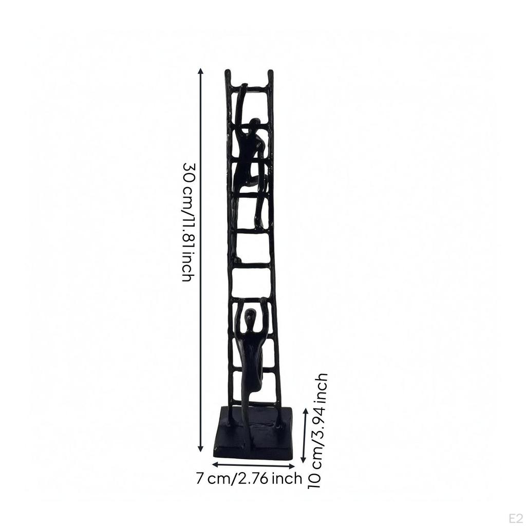 Ladder Frame Sculpture Black Metal Human Figure Abstract Tabletop Ornament Minimalist