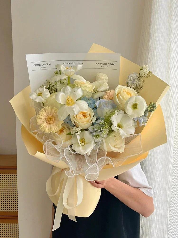 58cmX11yards Plain Porcelain Matte Floral Paper Flower Bouquet Solid Color Floral Page Flower Material Waterproof Packaging Film