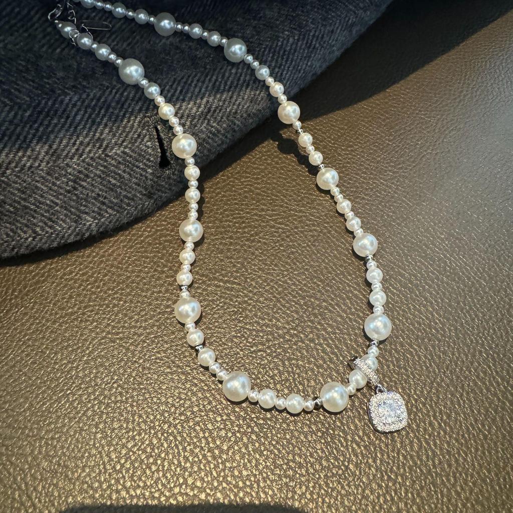 Manta Rose Shijia Pearl Necklace with Amethyst and Bubble Sugar Cubes Sweater Chain - Women's Autumn/Winter Pendant Jewelry