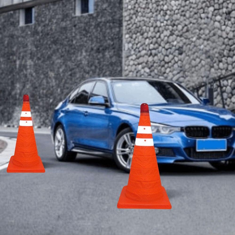 Foldable Design LED Light Reflective Cone Orange Color Telescopic Folding Cone Traffic Facilities