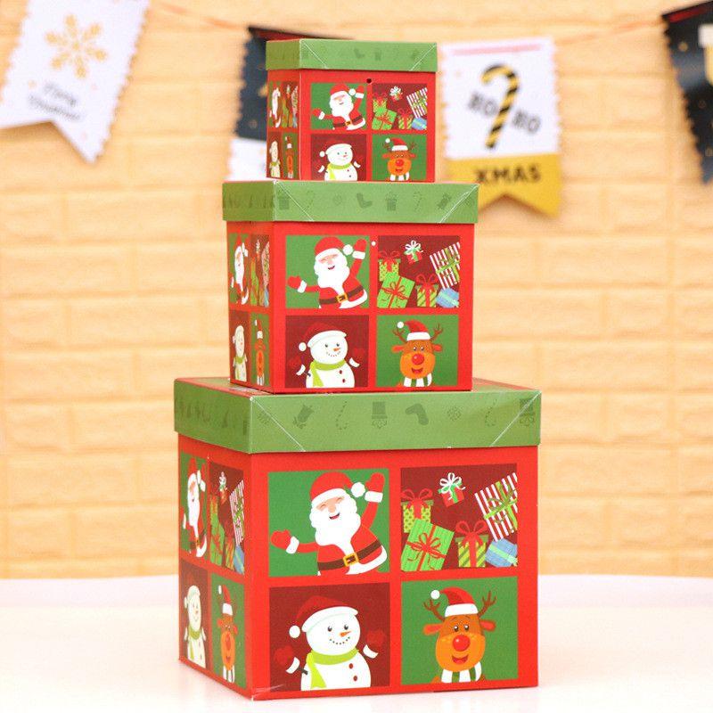 3pcs Large Premium Christmas Gift Box With Lid  Ribbon Xmas Present Square Box
