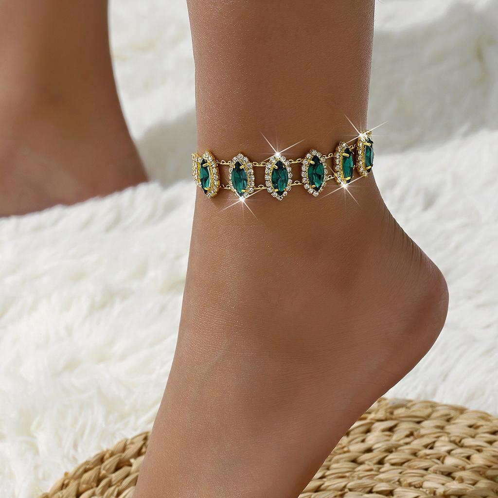 1 Women's Trendy Fashion Claw Chain Series Emerald Feet Chain Outdoor Tourism Beach Banquet Party Festival Gift