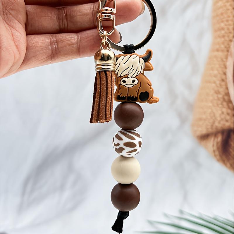 Highland Cow Silicone Pendant Keychain - Popular Animal Bag Charm Ornament