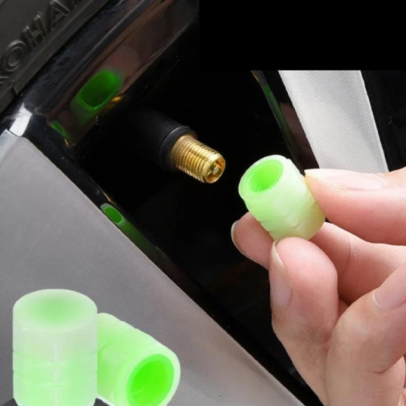 Autoreifenventilkappen Leuchtende Ventilkappen Fluoreszierende Nacht Motorrad Fahrrad Leuchtende Dekoration Radventile Reifenkappe Autozubehör