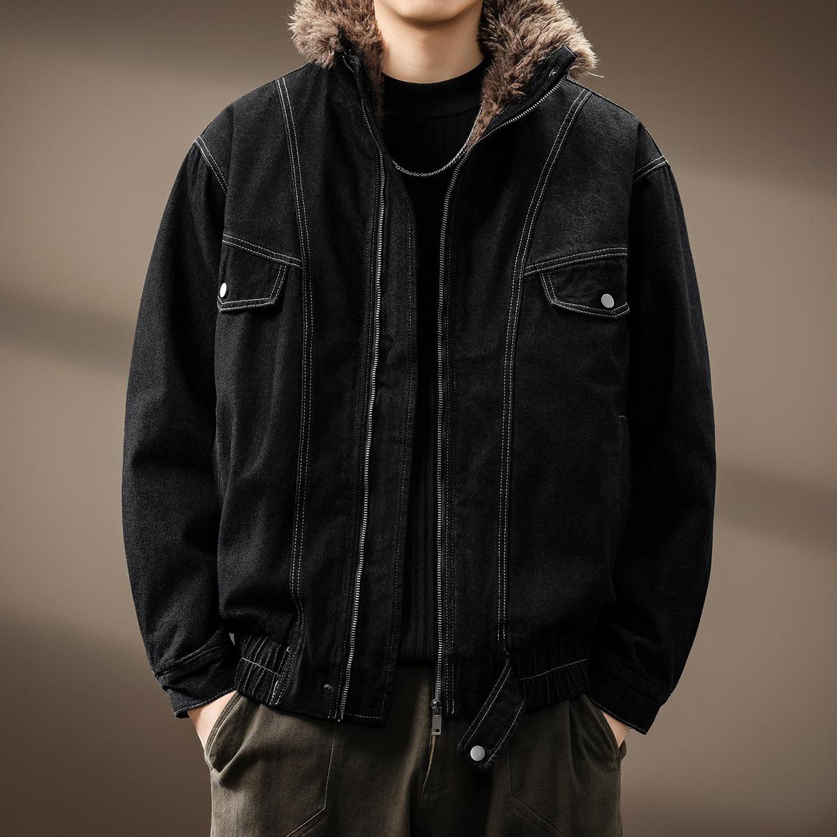 Men s Winter Lambswool Fur Collar Workwear Jacket - Mountain Eagle Collection L for 120-140 jins