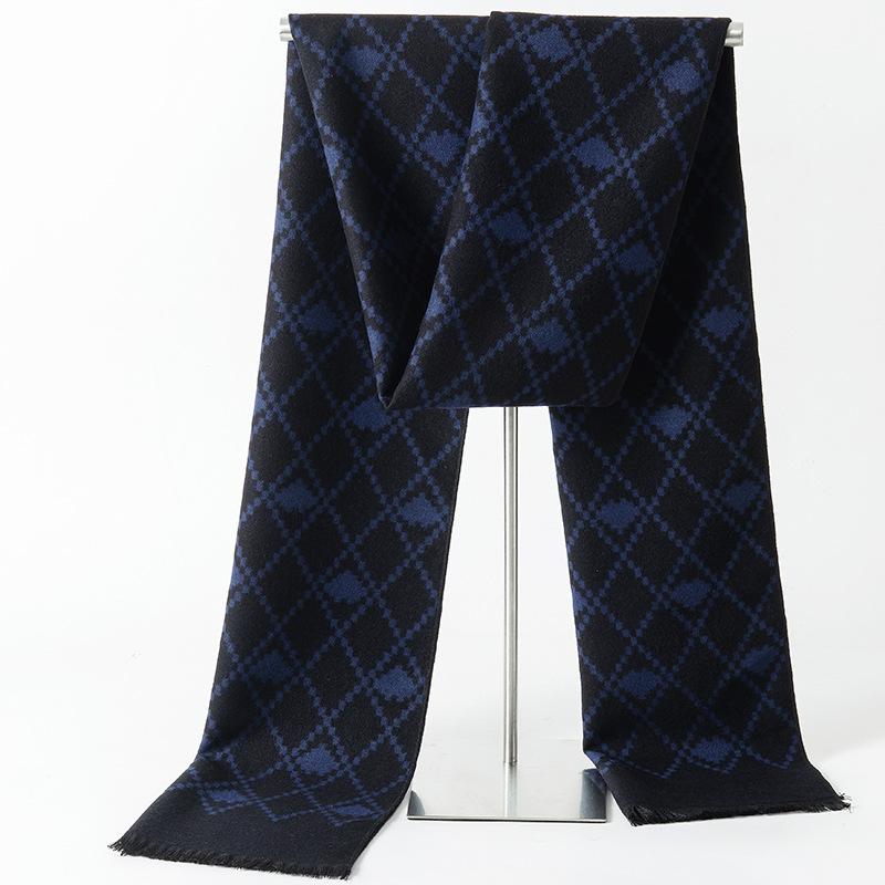 2025 Autumn/Winter New Men'S Cashmere Scarf Thickened, Stylish, European And American Men'S Classic Stripe