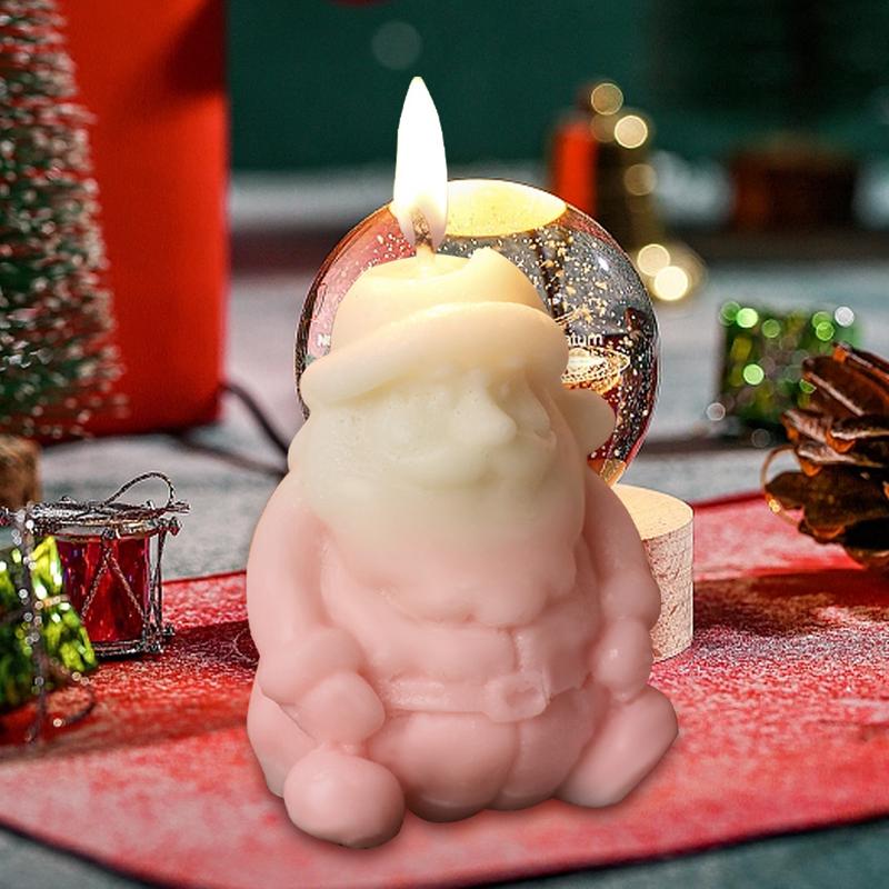 Christmas Ornaments Mold Santa Claus Reusable Christmas Candle Mold 3D Silicone Molds Handmade Holiday Candle Molds For Scented