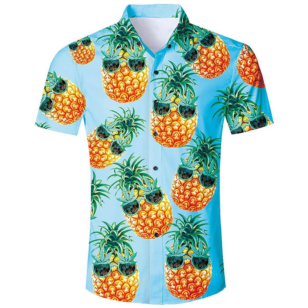 Sommer Neues Lustiges Ananashemd 3D-Bedrucktes Herren-Strandhemd Hawaiianische Kleidung Knopf