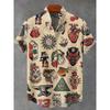 Camisa de Verano de Manga Corta para Hombre Aficionados a la Pesca Ropa de Moda Estampado de Peces Tejido de Lino Cómodo Top Nueva Colección