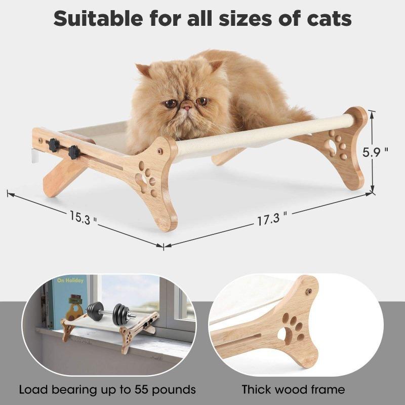 Spot-on Wholesale Wooden Wall-mounted Cat Bed Hanging Cat Bed for Window-side Use Hammock for Cats