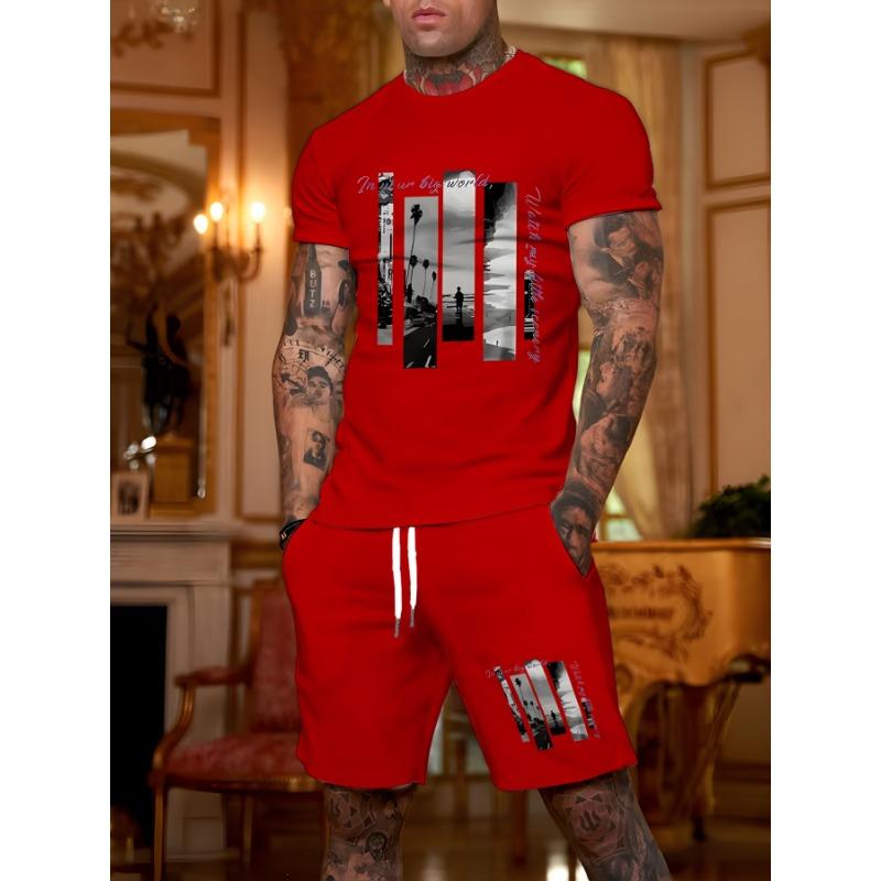2-piece men s casual fashion T-shirt shorts set S