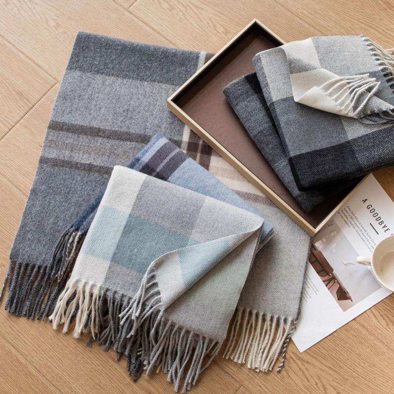 High-end Scarf, Versatile for Men and Women, Thickened Autumn and Winter New Plaid Splicing Warm Scarf Imitation Cashmere Couple