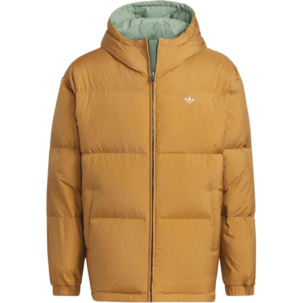 adidas Originals FW24 Puff Down Jacket Series Warm Reversible Sports Loose Hooded Duck Down Coat Men Jackets Silver Gray Green JD3752