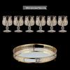 Crystal Glass Decanter and 6 Wine Glasses with Mirror Tray Set