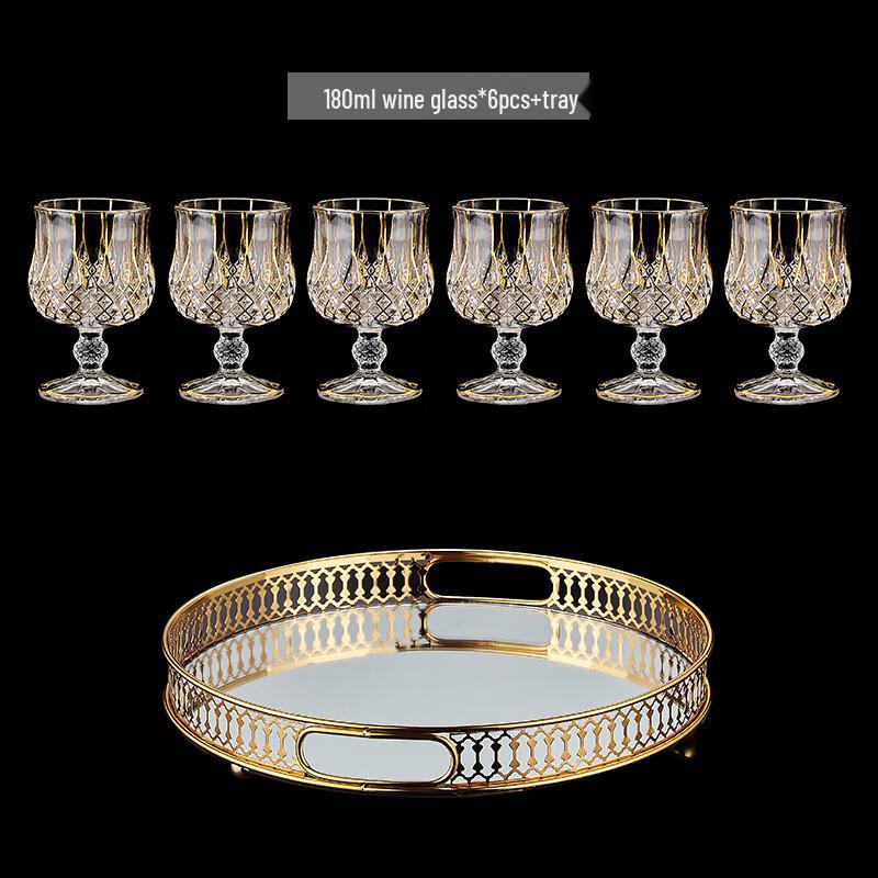 Hondon European Classical Whiskey Glass & Tray Set
