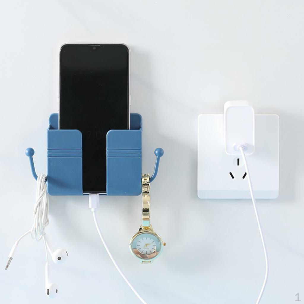 Mount Phone Holder Multi Purpose Self- Organizer for Remote Control Keys Toothbrush with Cable Holes