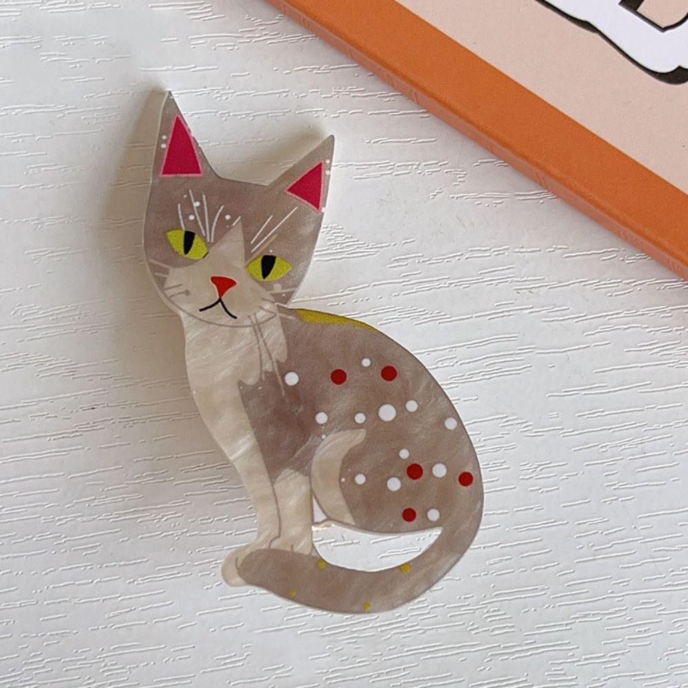 Bang Clip Cat Acrylic Hairpin Animal Cartoon Hair Clip Cute Cartoon Duckbill Clip  Party