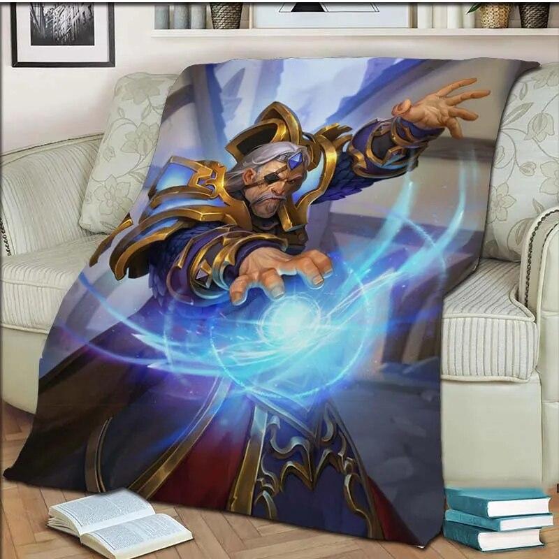 Game Hearthstone 3D tištěná umělecká fleecová přikrývka do postele Turistika Piknik Hrubá přikrývka přes postel Fleecová přikrývka