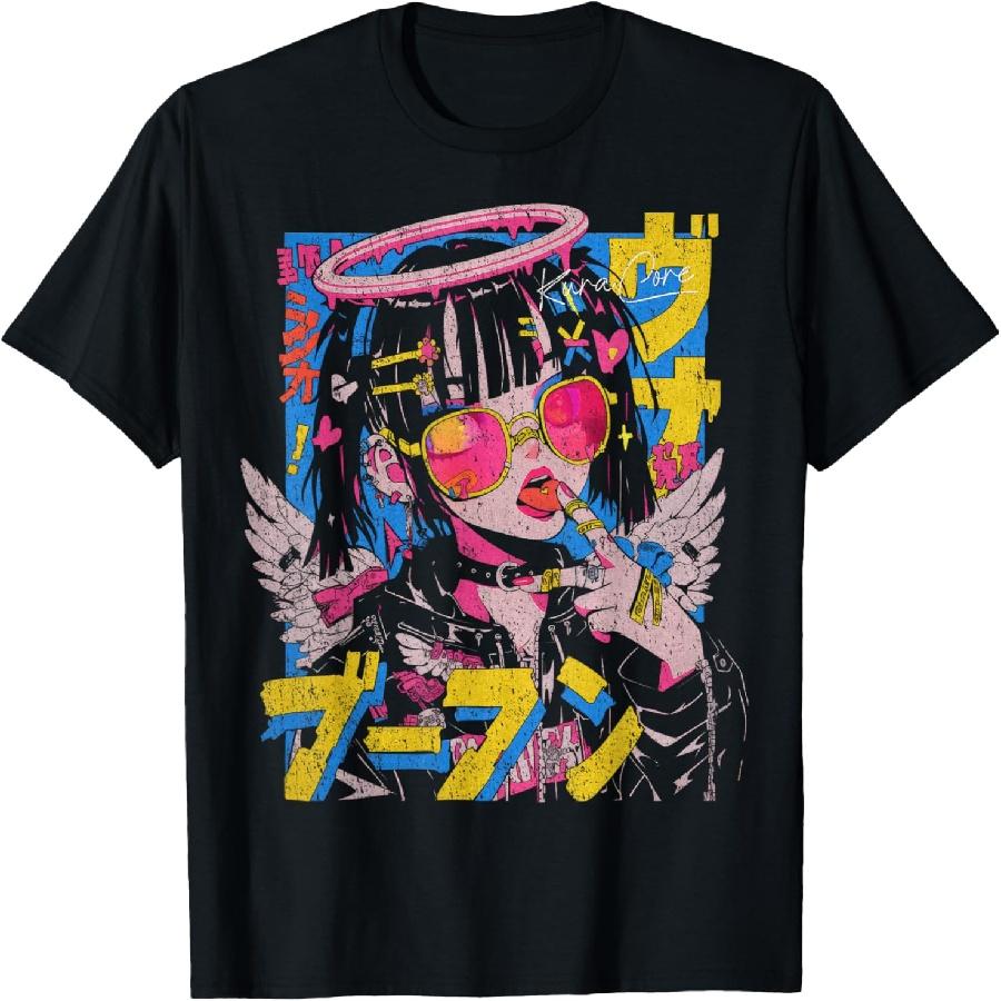 

Japanese Streetwear Cyberpunk Angel Y2K Techwear Manga Anime T-Shirt XXXXXL чорний