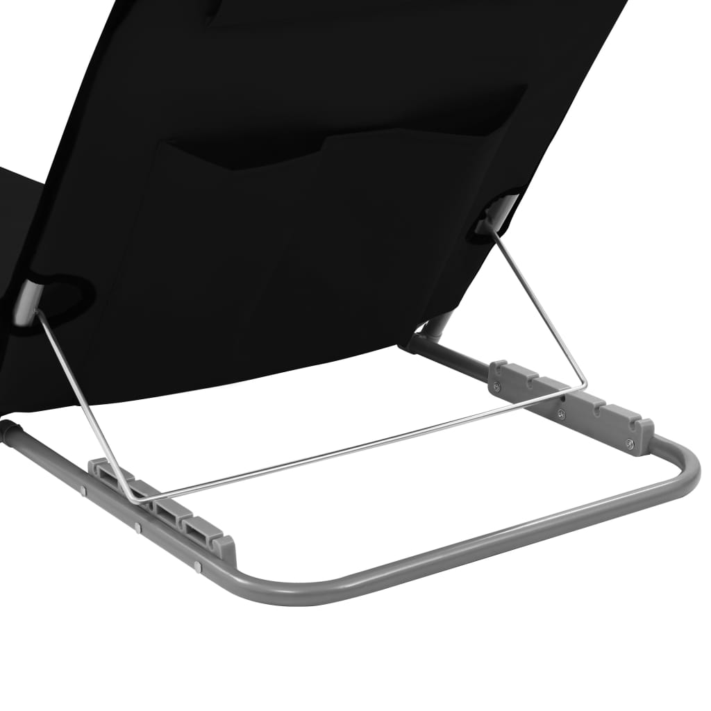 Folding Beach Mat Set 2 Pcs Steel and Fabric Black