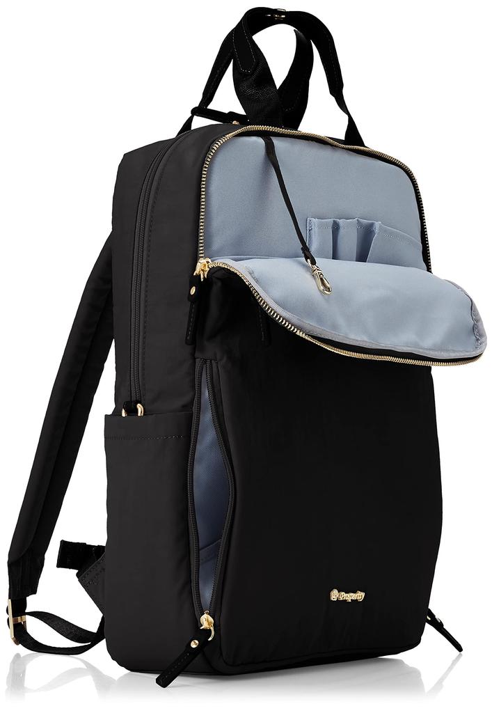 Prosperity Slim Business Backpack for Women, PTNK-02, Black, with Cowhide Leather and Nylon Design, Fits A4 and B4 Documents, and Fits Commuters.