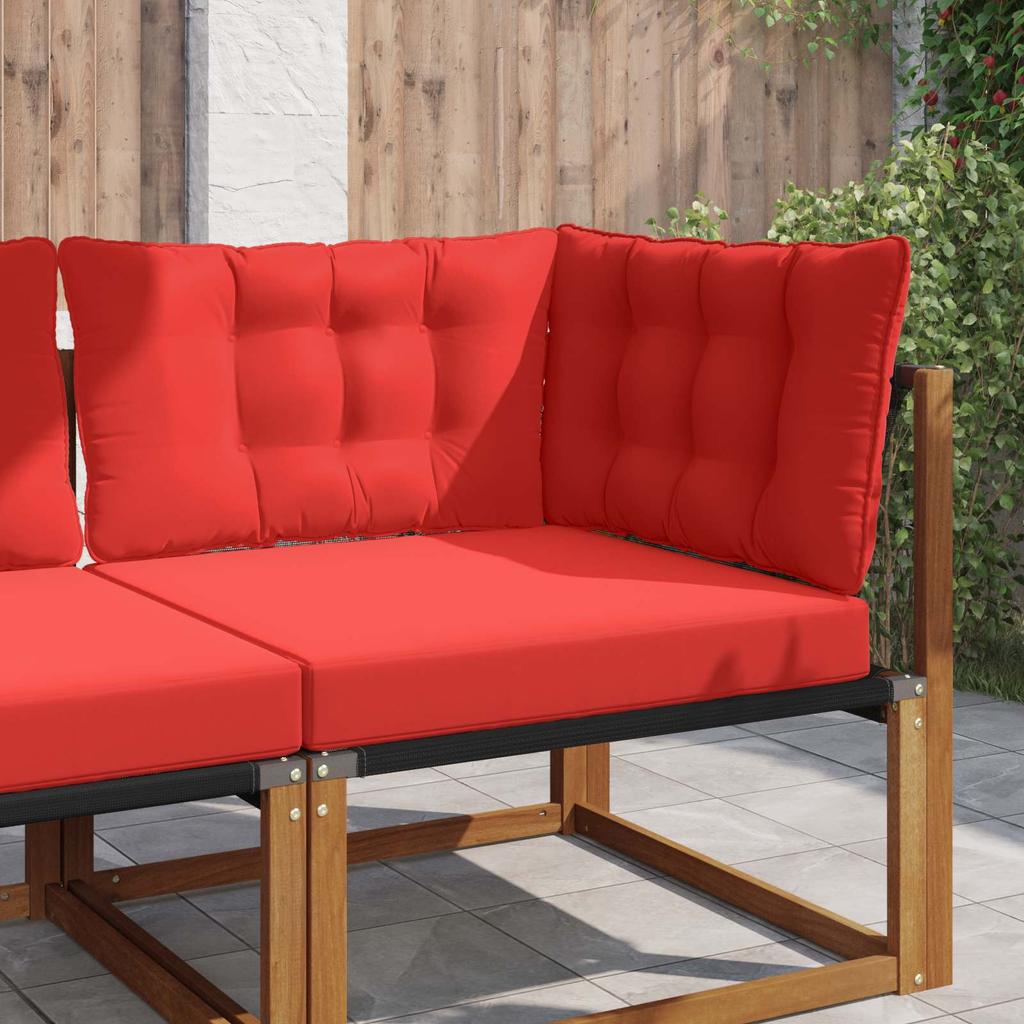 Outdoor Sofa Cushion Set 3 Pcs Red Polyester