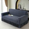 Jacquard Uni-Farben Sofabezug mit Volant Rutschfest Stretch Couchbezug für Schlafzimmer Büro Wohnzimmer Heimdeko