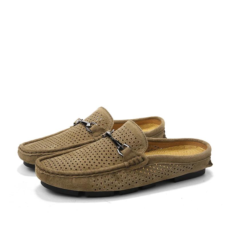 Fashion Fashion Men Leather Slippers Outdoor Loafers Lightweight Mens Shoes Mules Man Summer Casual Sandals Lazy Shoes for Men
