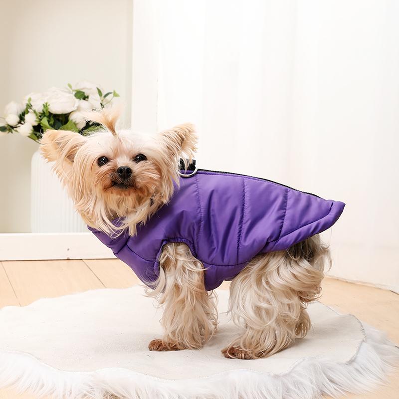 Ubrania dla psa Zimowa ciepła kurtka dla psa XS-2XL Wiatroodporny płaszcz dla zwierząt Ubrania dla małych średnich psów Koty Kamizelka Kurtka z D-ringiem Stroje dla Yorkshire Buldoga